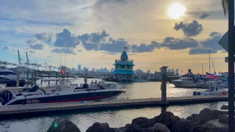 Miami beach marina Stock Footage 158418148