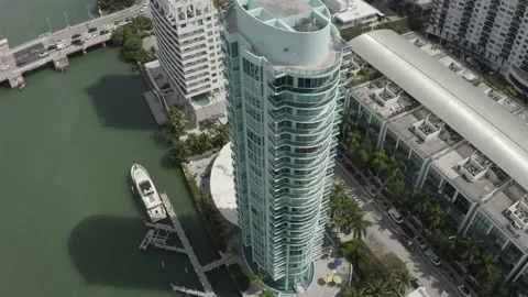 Miami Beach Modern Condo Tracking Aerial Stock Footage 158390937