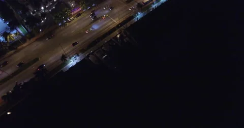Miami Beach at night Aerial video footage Stock Footage