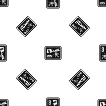 Miami beach pattern seamless black Illustrazione stock