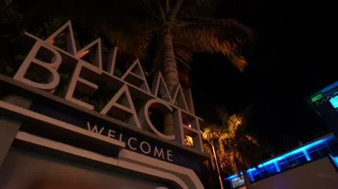Miami Beach Sign Time Lapse HD Stock Footage