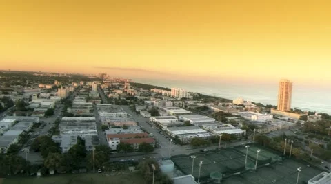 Miami Beach Suburb Drone Sunset Stock Footage 49086669