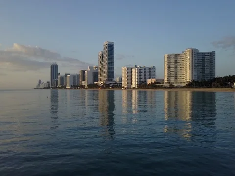 MIAMI BEACH SUNRISE DRAMATIC APPROACH Stock Footage 70848245