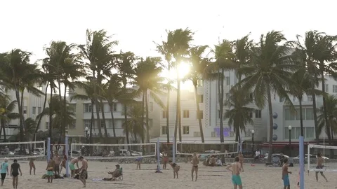 Miami Beach Sunset 120fps Stock Footage