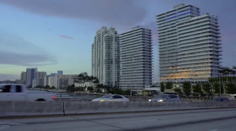 Miami Beach at Sunset Stock Footage 65792335