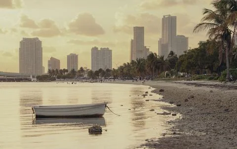 Miami beach at sunset key Biscayne Stock Photos