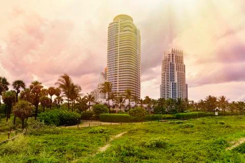 Miami beach sunset 写真素材