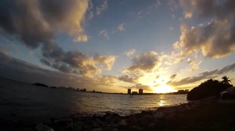 Miami Beach Sunset Time lapse Stock Footage 45216150
