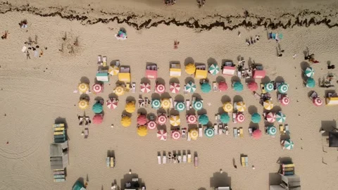 Miami Beach Umbrellas Ocean Stock Footage 296348500
