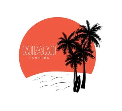 Miami beach vector design for t shirt and other digital or print use 스톡 일러스트