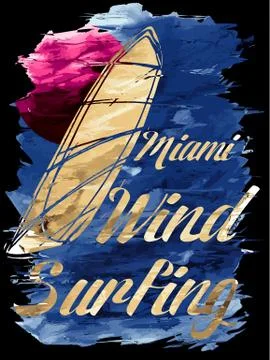 Miami Beach Wind Surfing Stock Illustration
