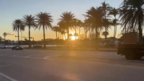 Miami beahc sun set 2 Stock Footage 308810114