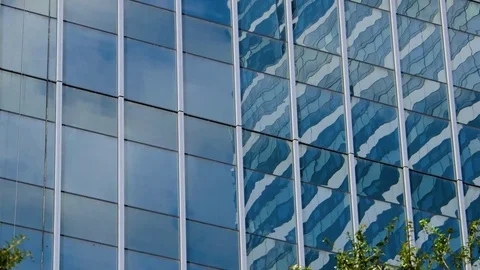 Miami Brickell Avenue Clouds Reflection on Window Glass Stock Footage 78869471