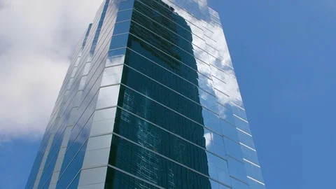 Miami Brickell Building Reflection on Window Glass Tilt Stock Footage 78918672