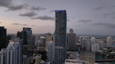 Miami Brickell Sunset Downtown Stock Footage 301093264