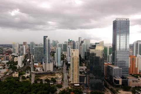 Miami Brickell under Storm Clouds Stock Photos