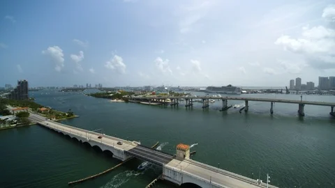 Miami Bridge with Downtown in the Backgr... | Stock Video | Pond5