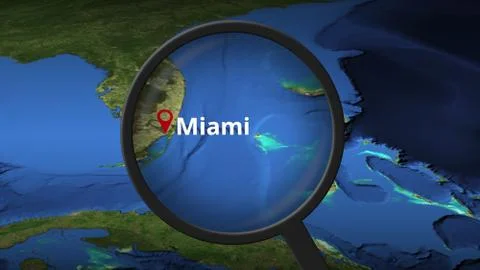Miami city found on the map, 3d rendering Stock Illustration
