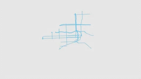 Miami City Line Map Self Drawing Animated Overlay, Alpha 4K 스톡 동영상 340286067