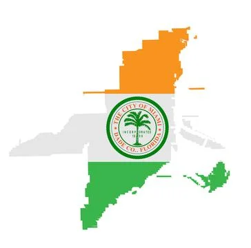 Miami city map flag vector silhouette illustration Illustrazione stock