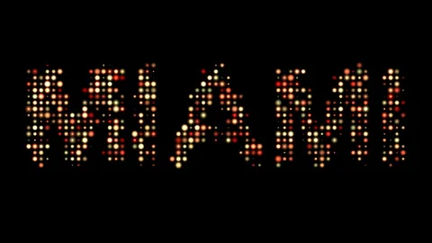 Miami City Name in Bright Dotty Lights on Black Background Stock Footage 304707100