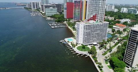 Miami condos on Biscayne Bay Stock Footage 157259990