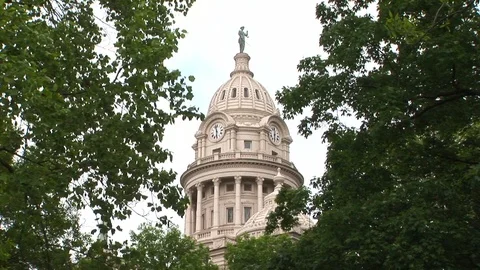 Miami County Courthouse clock tower in Troy, Ohio USA Stock Footage 105756702