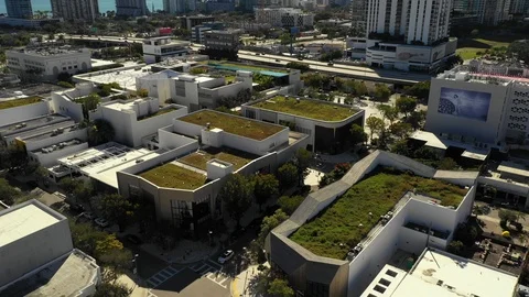 Miami Design District rooftops with grass gardens net zero Video stock 124411378