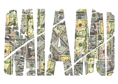 Miami dollars grunge text Illustrazione stock