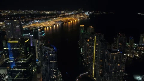 Miami Downtown night Stock Footage 72715249