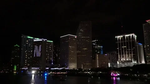 Miami downtown night light Stock Footage 75579309