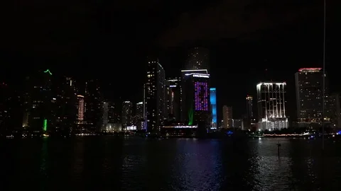 Miami downtown night light Video stock 75581935