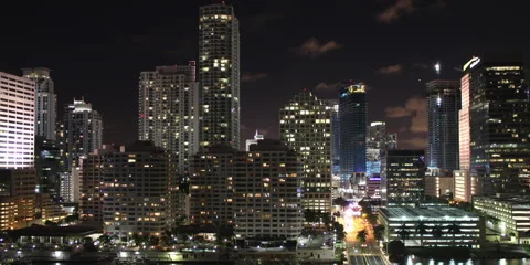 Miami Downtown Night Time-lapse 2K Stock Footage