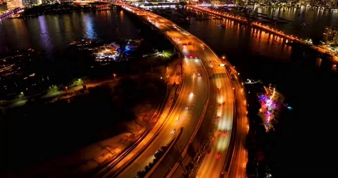Miami expressway at night timelapse Stock Footage 232418438