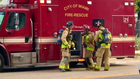 Miami fire department  on the scene Stock Footage 155257522