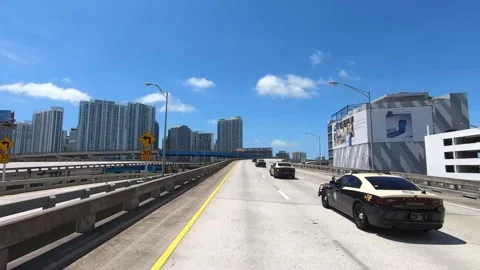 Miami FL USA May 31 2020 State Troopers Patrolling I 95 Stock Footage