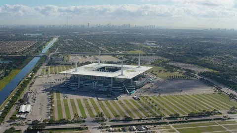 Miami, Florida: Aerial view of Hard Rock Stadium  Stock Footage