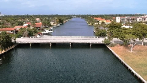 Miami Florida bridge on a river Stock Footage 101690858
