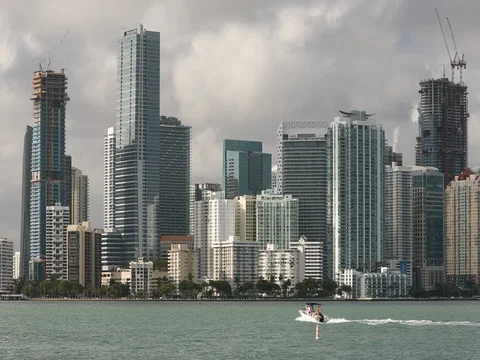 Miami Florida daytime skyline Stock Footage