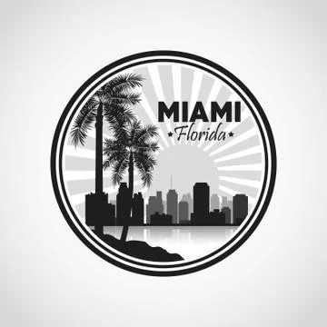 Miami florida design. Palm tree and City icon. Vector graphic Ilustración de archivo