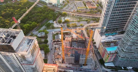 Miami, Florida. Developing American megapolis with new high-rise buildings under Video stock 318471223