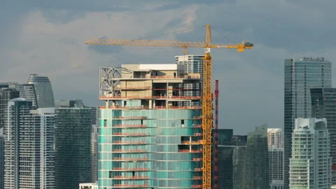 Miami, Florida. Developing American megapolis with new high-rise building under Video stock 325336593