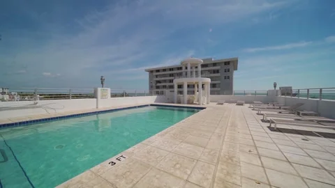 Miami Florida Rooftop Swimming Pool Area Stock Footage 248524806