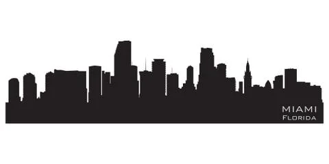 Miami, florida skyline. detailed vector silhouette Stock Illustration