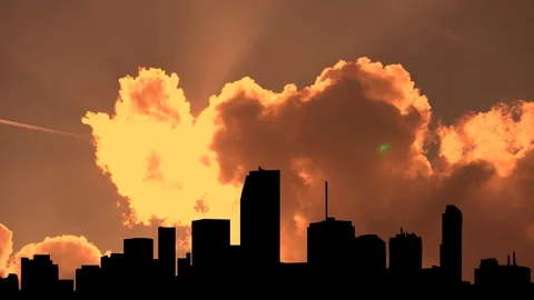 Miami, Florida, Skyline, Sunset, Clouds Timelapse Stock Footage 106622136
