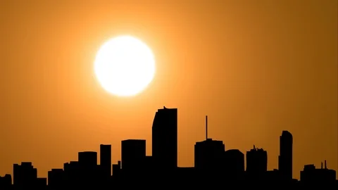Miami, Florida, Skyline, Sunset Timelapse Stock Footage