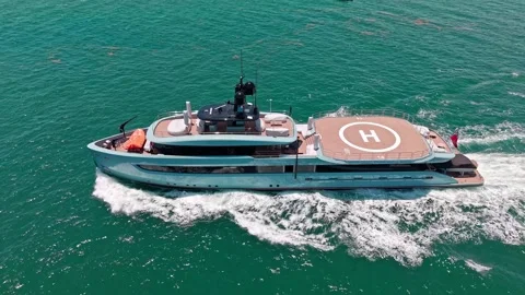 Miami, Florida, USA - May 08, 2025: Luxury boat yachting. Motorboat sailing at Stock-Footage 320961559