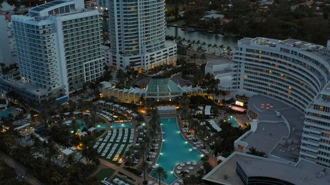 Miami Fontainebleau pool deck Stock Footage 110128089