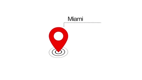 Miami GPS Map pin Location Animation with Digital Navigation Pointer on transpar Stock Footage 323932577