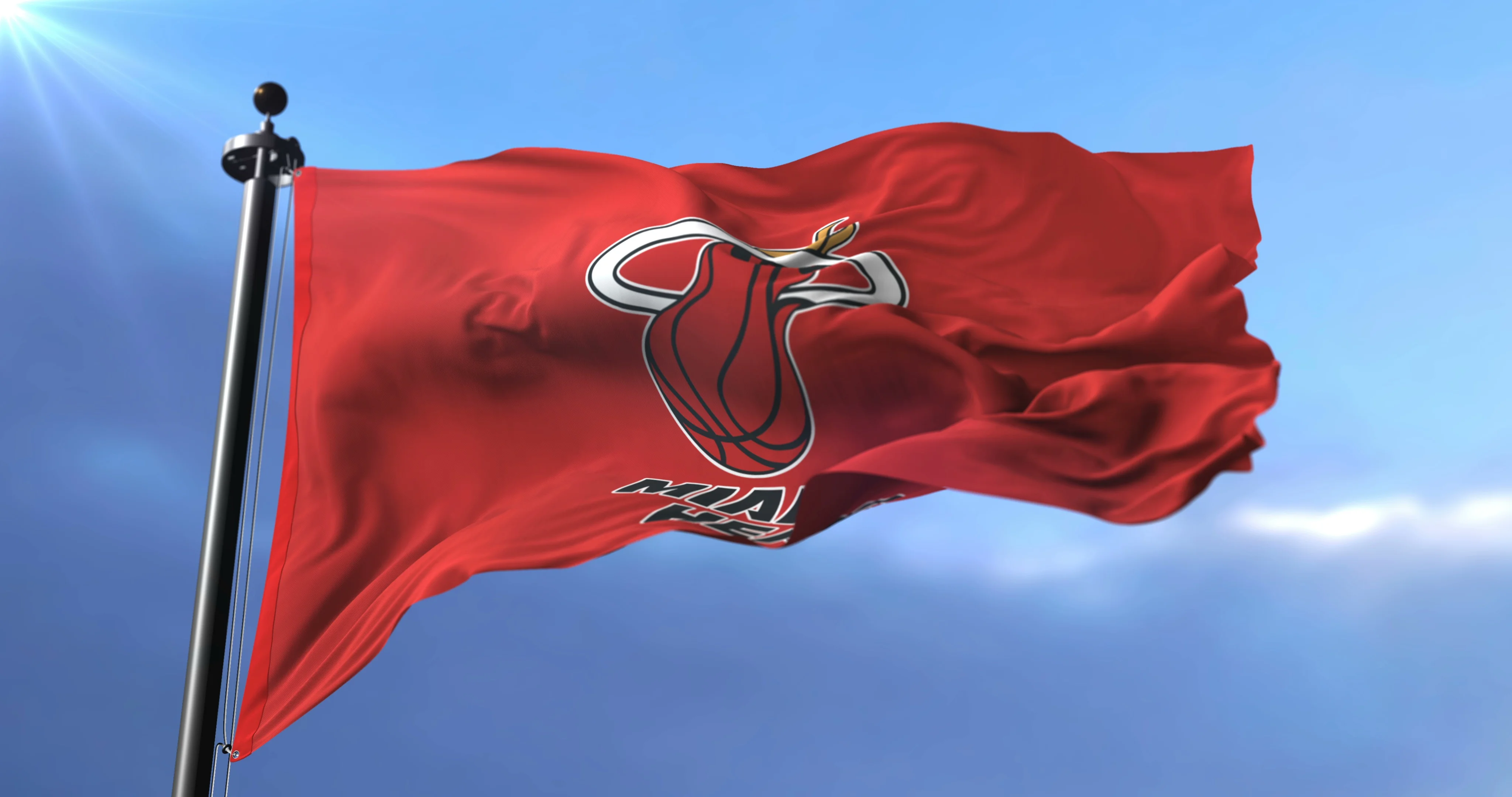 Miami Heat flag, professional basketball, Stock Video